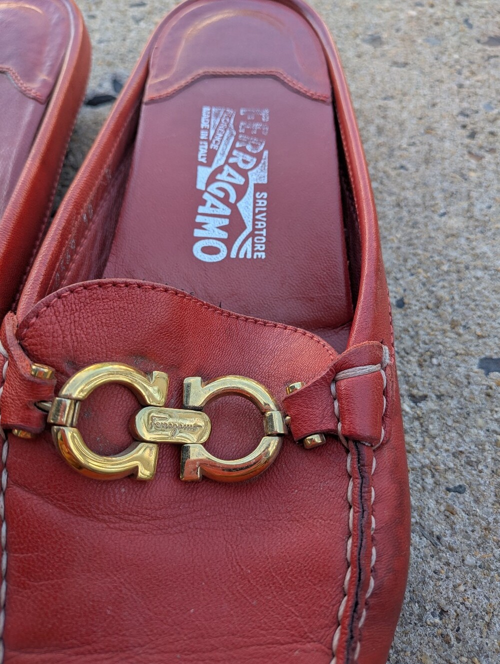 Salvatore Ferragamo Red Leather Horsebit Loafers! #redshoes